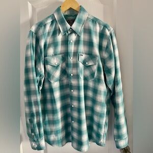 DIXXON Men's Aqua Plaid Button Down Shirt